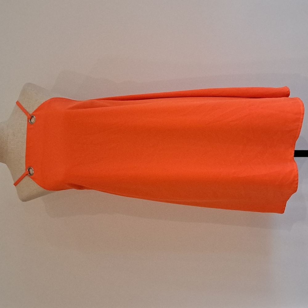 NWT ADORABLE  LOVERICHE vibrant orange dress with silver grommets/ back zipper.